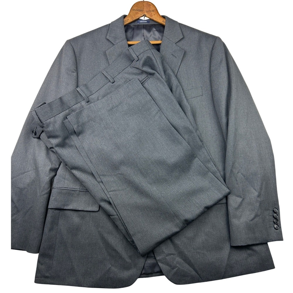 Stafford Classic Fit Suit 42 Gray Wool Blend 2pc Travel Washable Mens